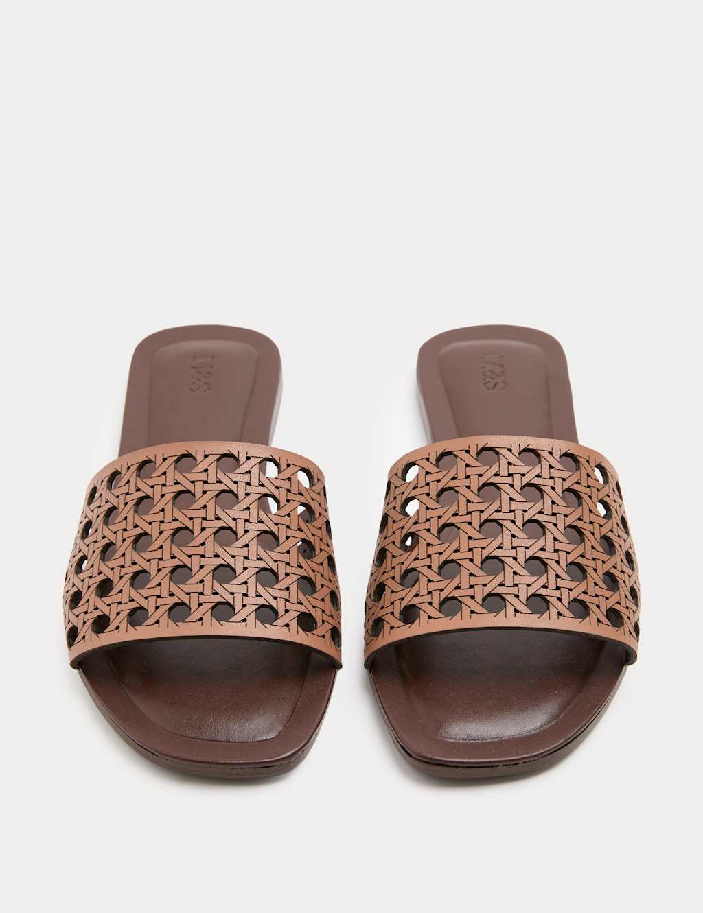 M&S Women's Laser Cut Flat Mule Sandals - 3 - Tan