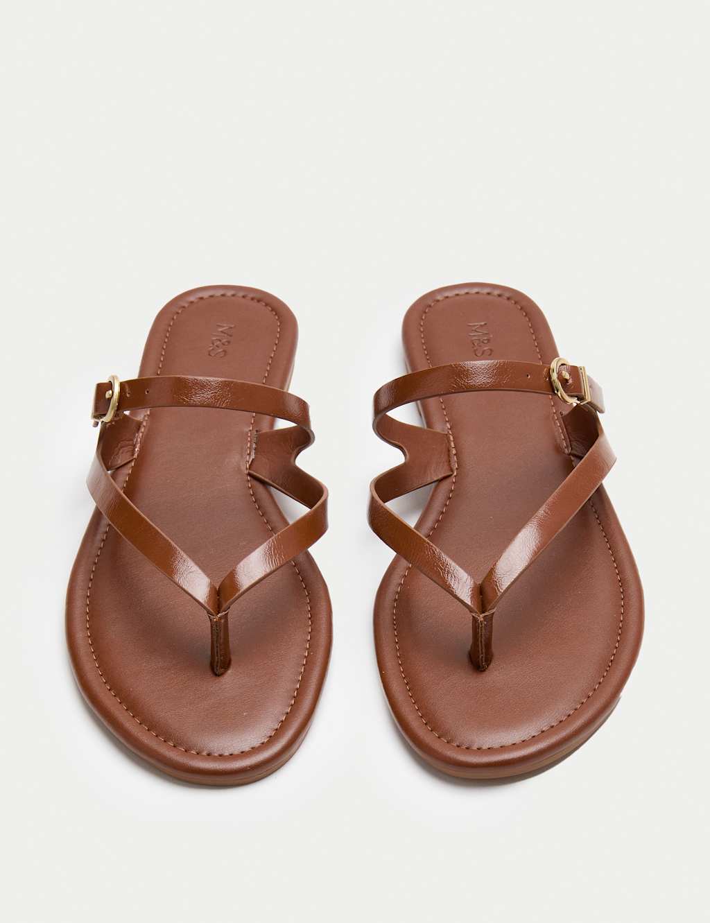 M&S Women's Buckle Flat Toe Loop Mule Sandals - 7 - Tan