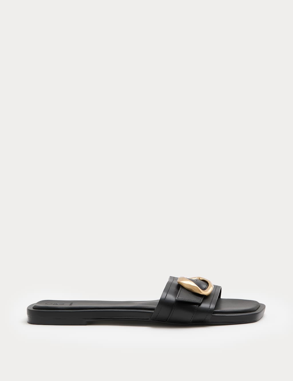 M&S Women's Leather Trim Flat Mule Sandals - 4 - Black