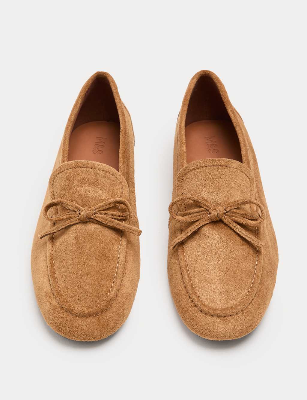 M&S Women's Bow Flat Loafer Pumps - 8 - Tan