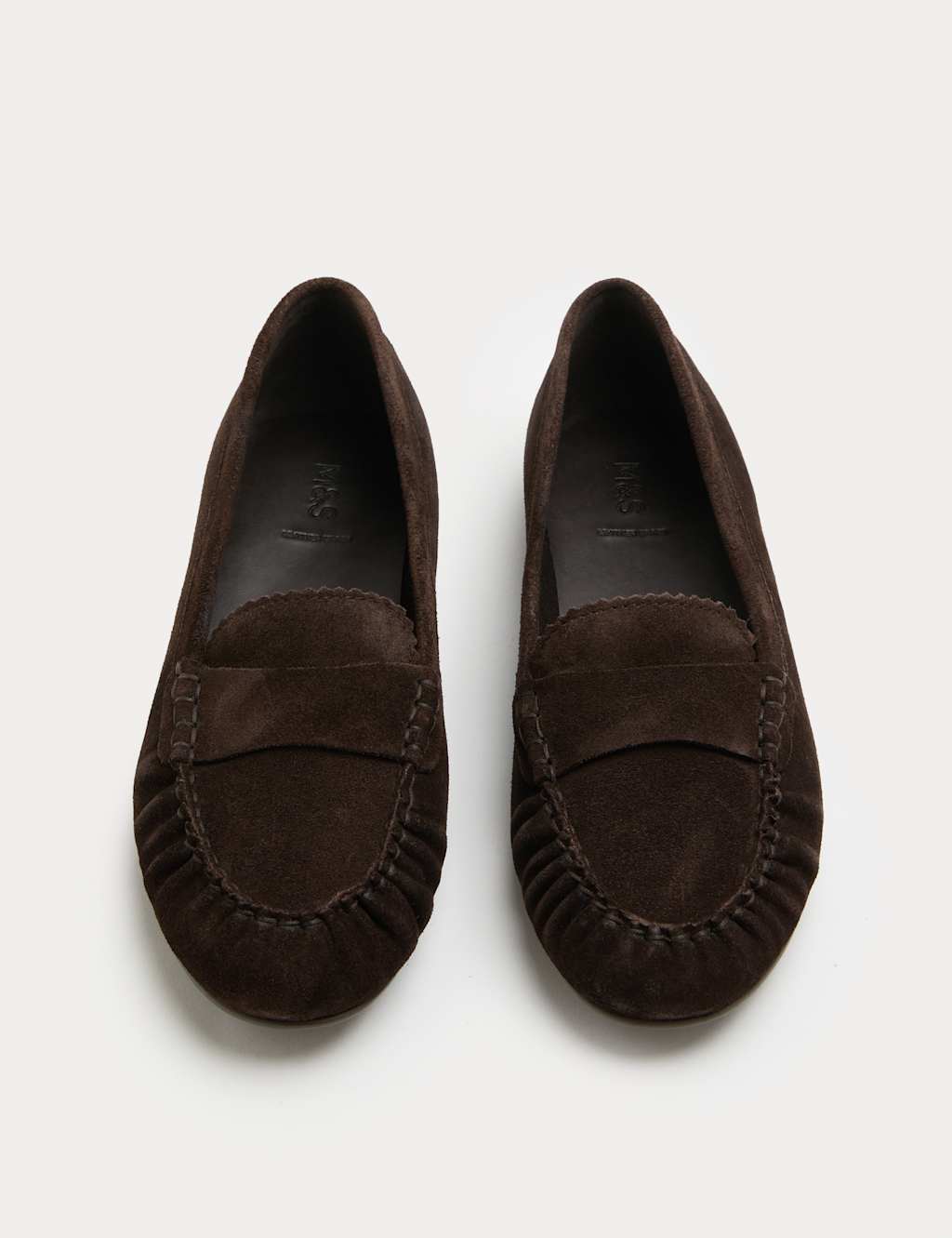 M&S Women's Suede Flat Loafer Pumps - 7 - Brown