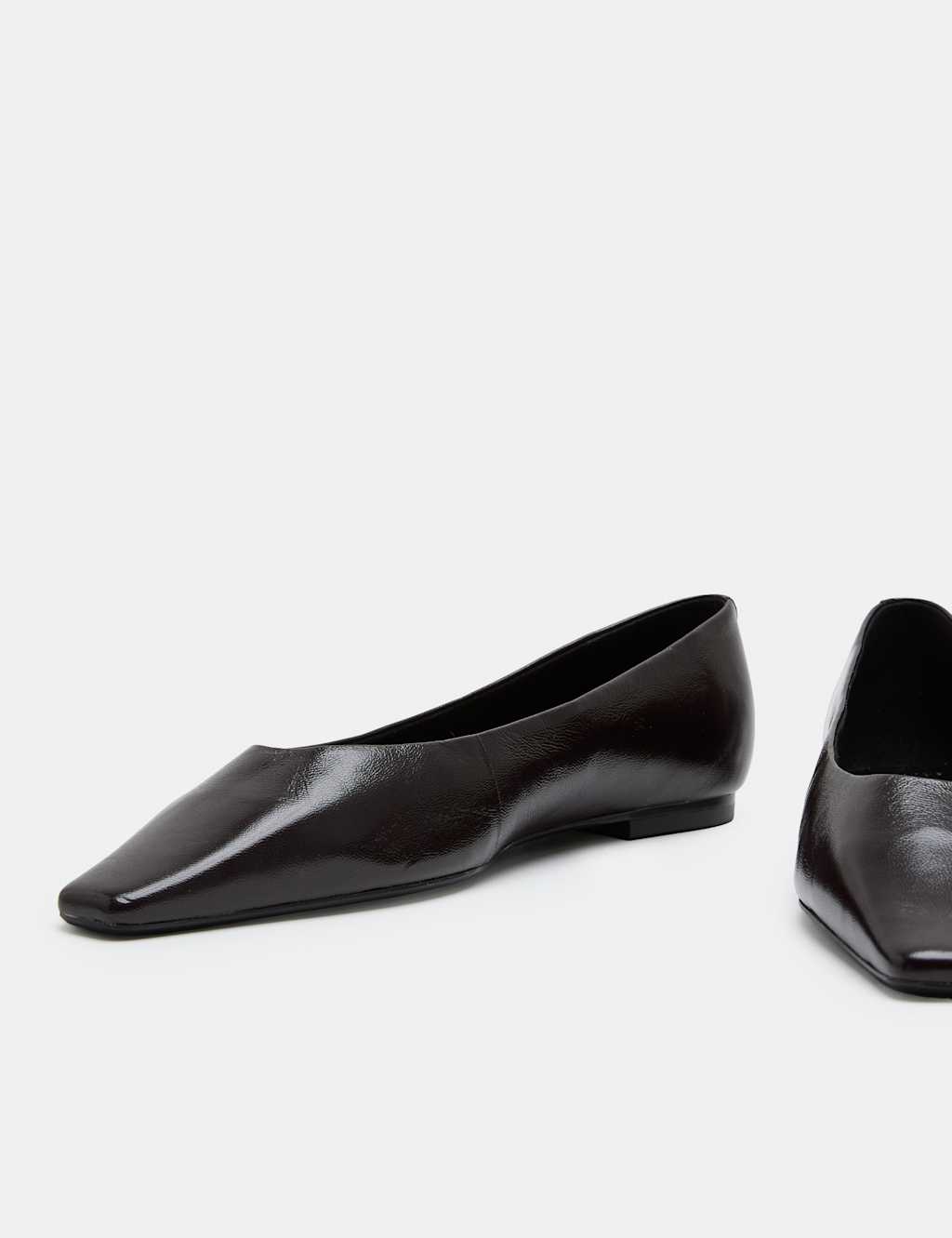 M&S Women's Leather Chisel Toe Ballet Pumps - 5 - Wine