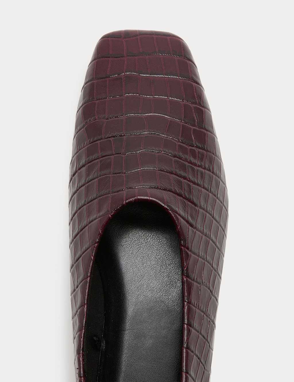 M&S Women's Leather Croc Ballet Pumps - 5½ - Plum