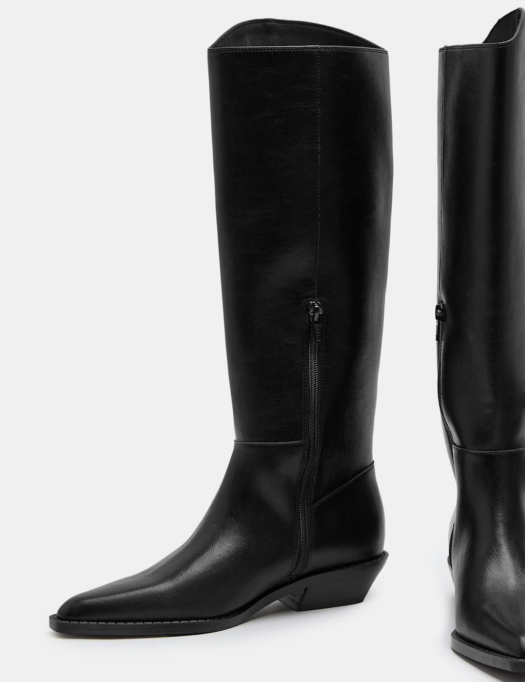 M&S Women's Cowboy Block Heel Knee High Boots - 3 - Black