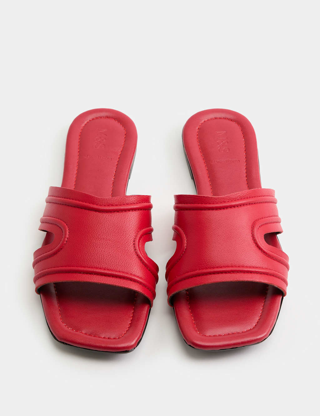 M&S Women's Leather Flat Mules - 4 - Red