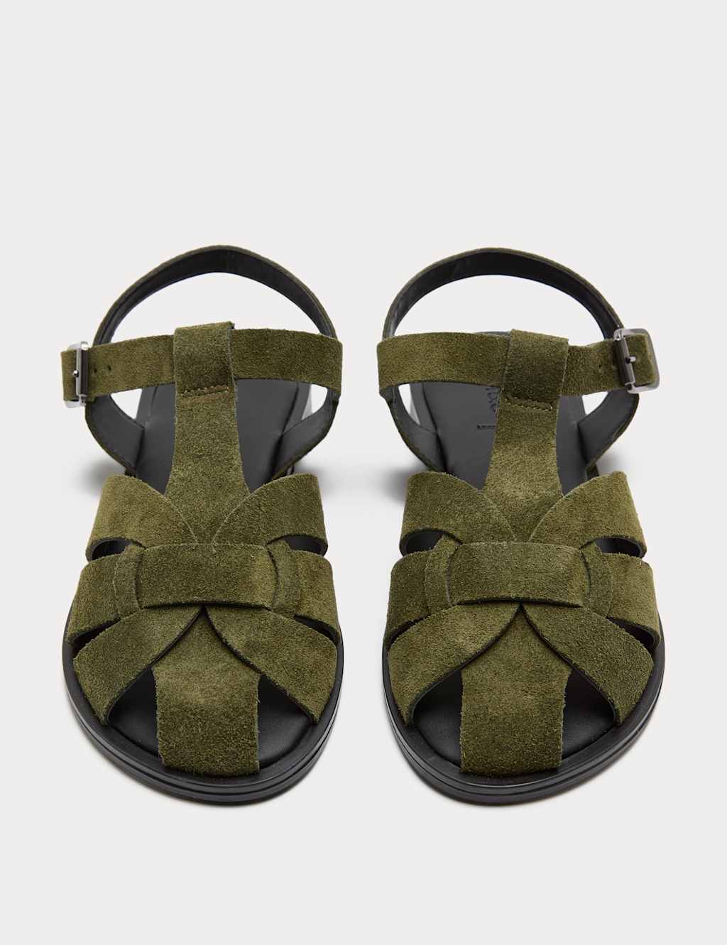 M&S Women's Suede Ankle Strap Flat Fisherman Sandals - 5 - Olive