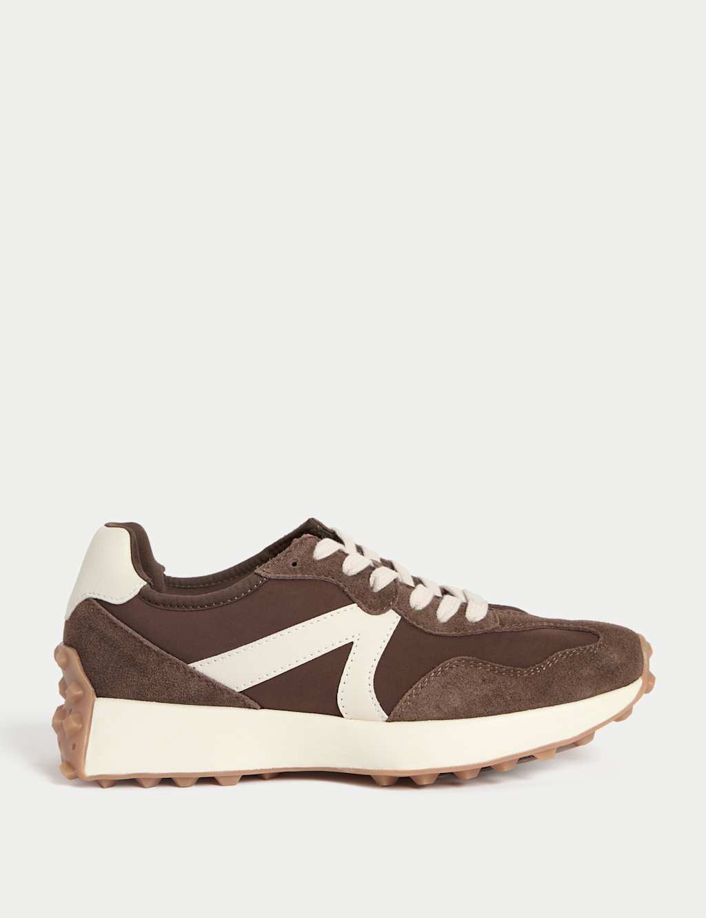 M&S Leather Side Detail Trainers Brown