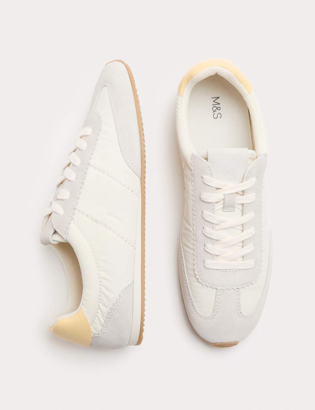 M&S Women's Retro Runner Trainers - 4 - Soft White