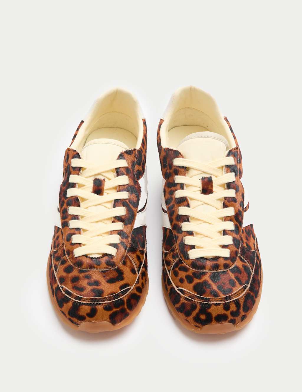 M&S Women's Leather Hair On Leopard Print Trainers - 5 - Brown Mix