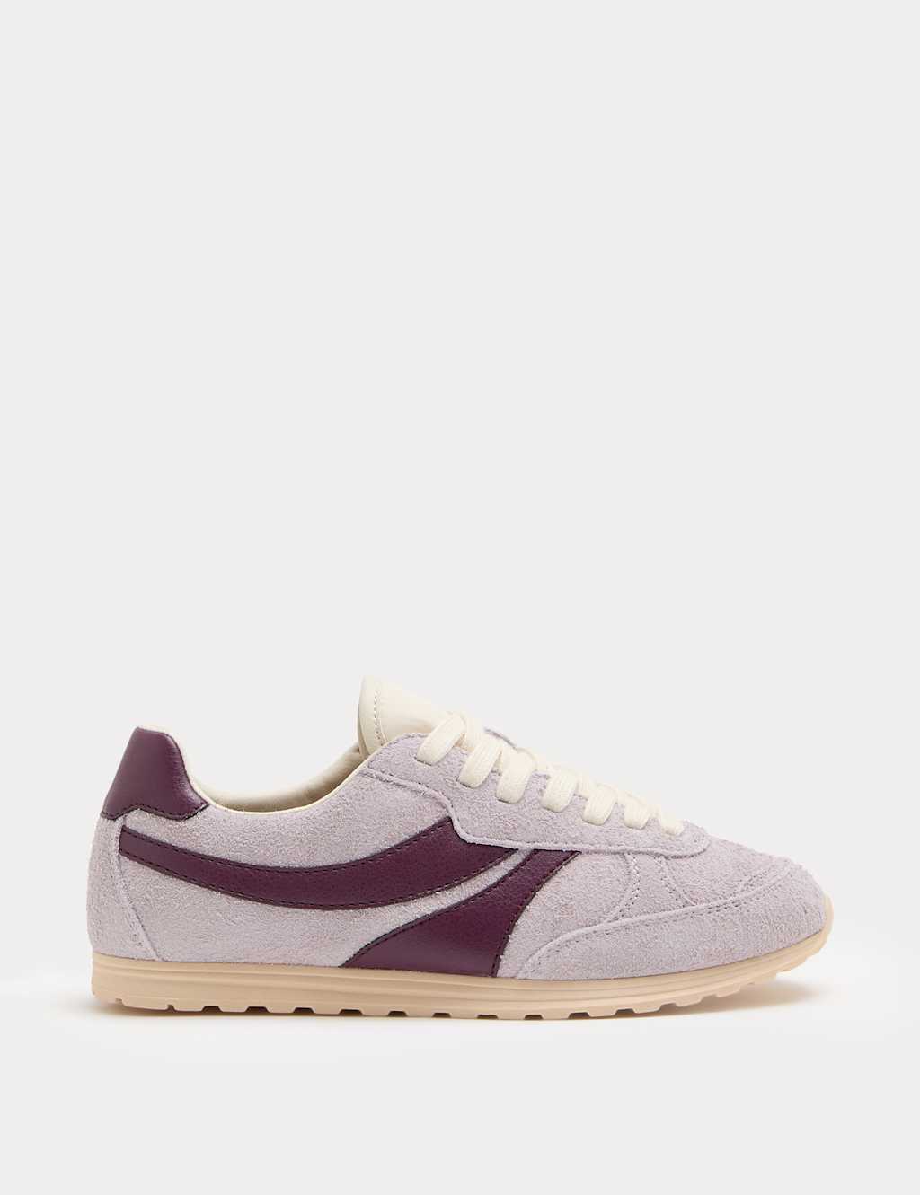 M&S Women's Suede Side Stripe Retro Trainers - 6 - Lilac