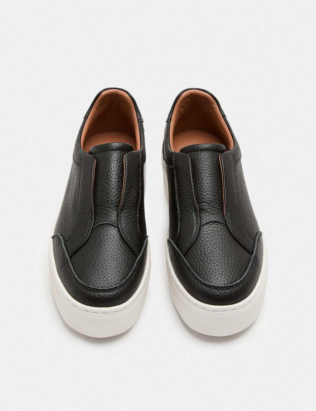 M&S Women's Leather Slip On Platform Trainers - 8 - Black