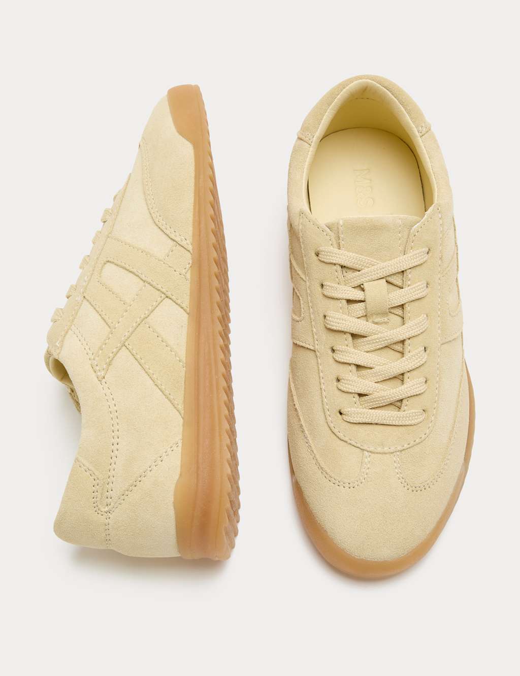 M&S Women's Suede Lace Up Side Detail Trainers - 6 - Yellow