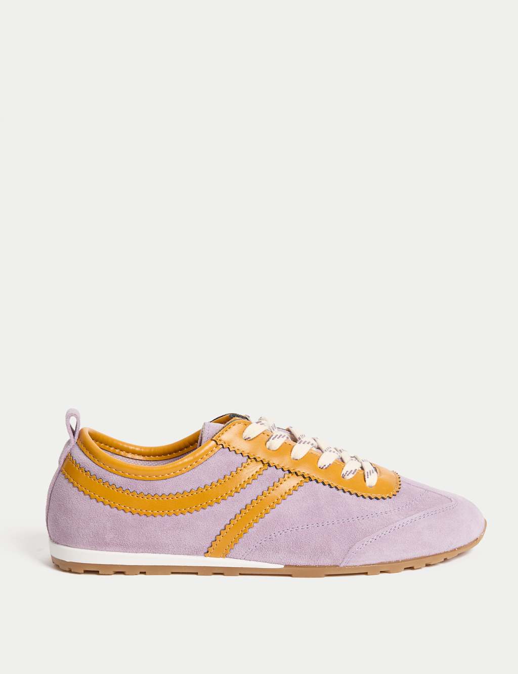 M&S Suede Side Stripe Retro Runner Trainers Purple