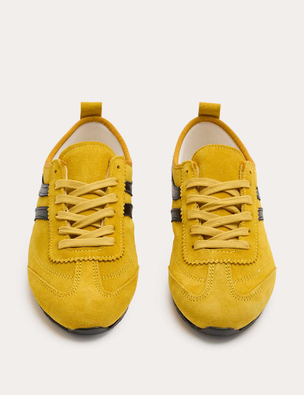 M&S Suede Side Stripe Retro Runner Trainers Yellow