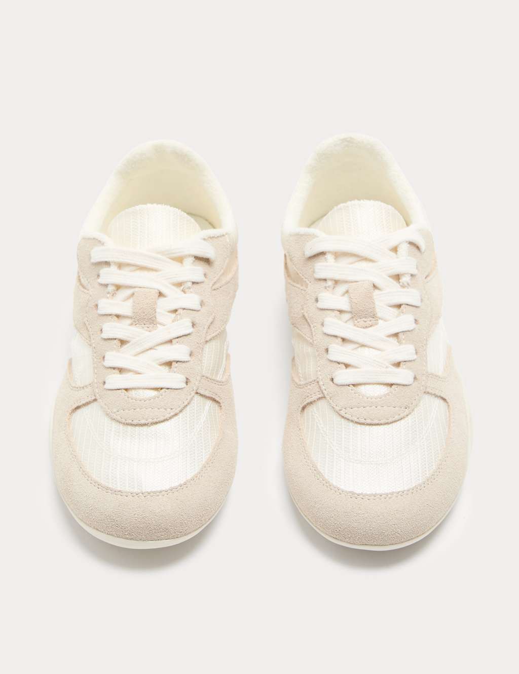 M&S Women's Leather Mix Side Detail Retro Runner Trainers - 3 - White