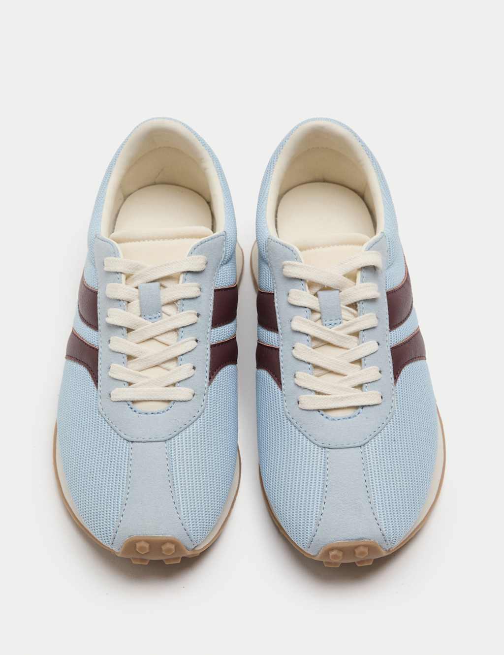 M&S Women's Side Stripe Retro Trainers - 3 - Blue Mix