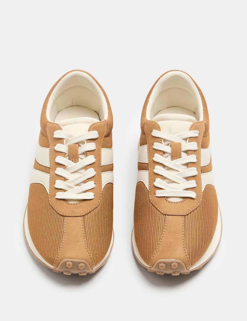 M&S Women's Side Stripe Retro Trainers - 3 - Sand