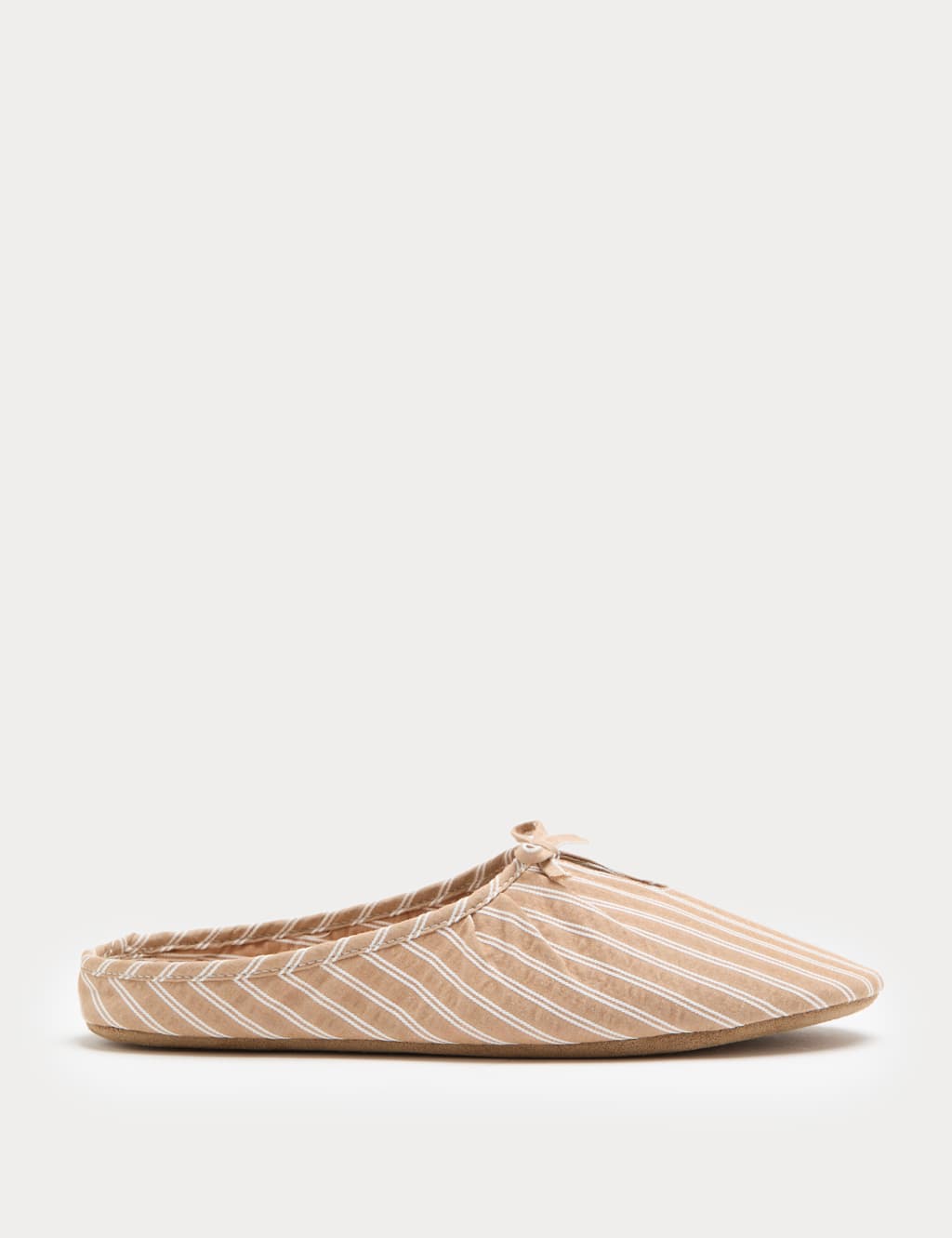 M&S Women's Striped Bow Mule Slippers - 4 - Taupe Mix