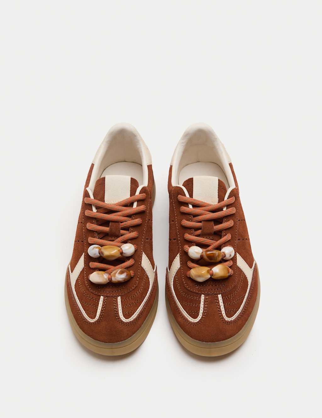 M&S Women's Suede Bead Detail Trainers - 8 - Tan