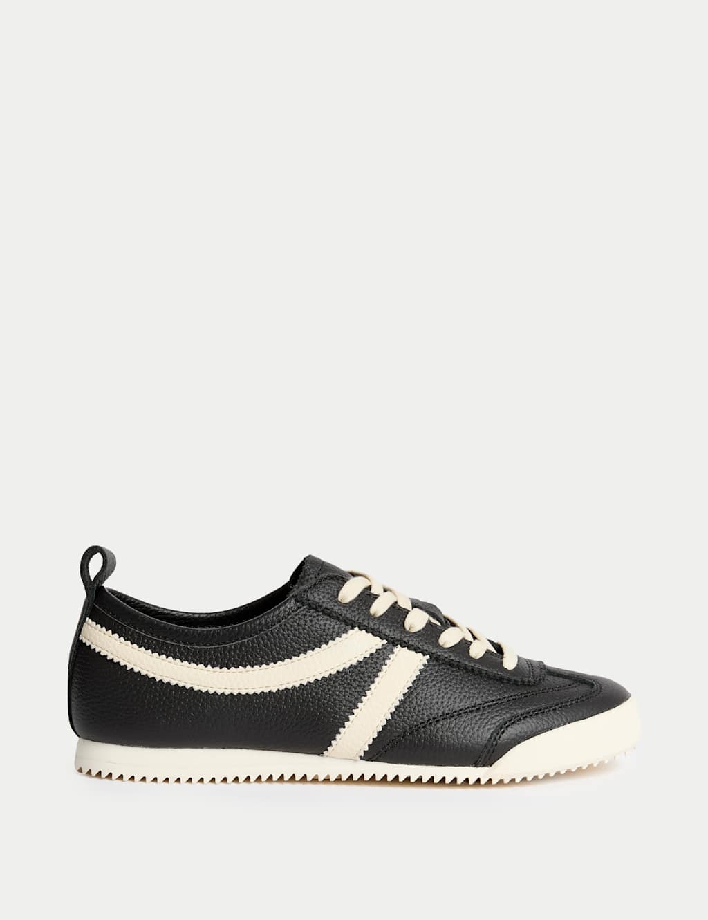 M&S Leather Stripe Trainers Black Mix