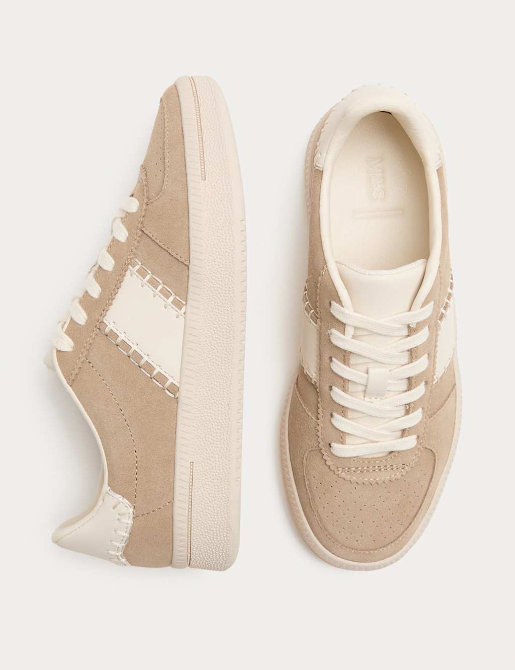M&S Women's Suede Side Detail Platform Trainers - 7 - Beige