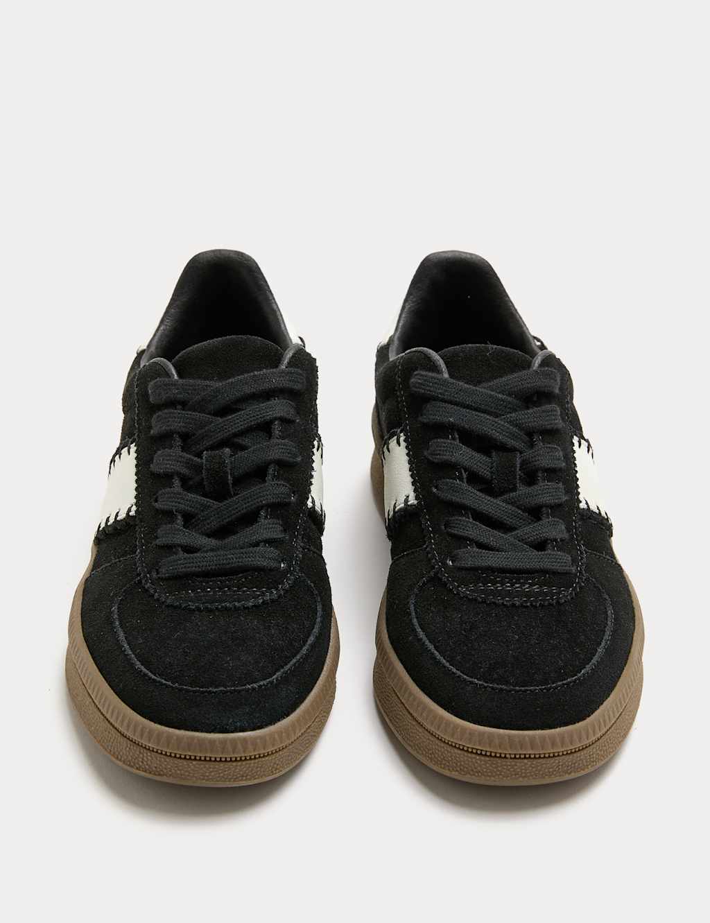 M&S Suede Side Detail Platform Trainers Black Mix
