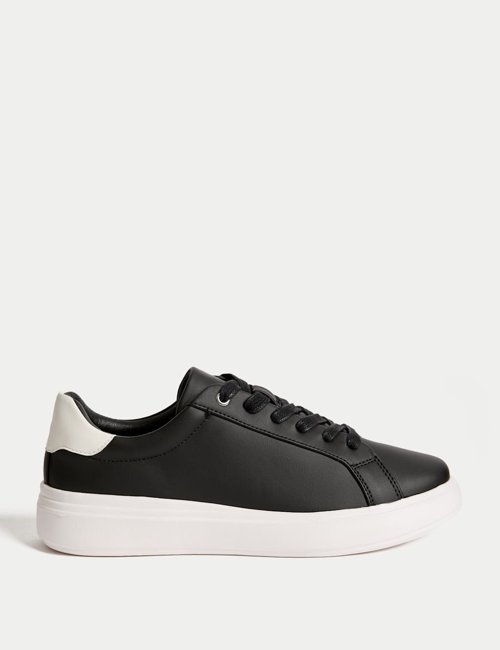 M&S Women's Lace Up Platform Trainers - 5 - Black Mix