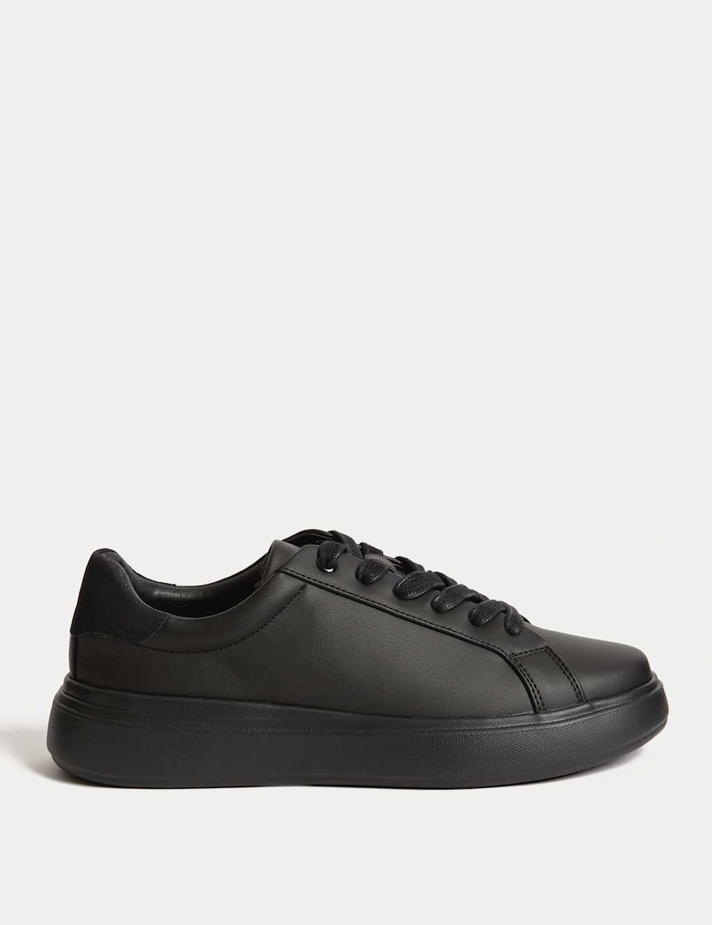 M&S Lace Up Platform Trainers Black/Black