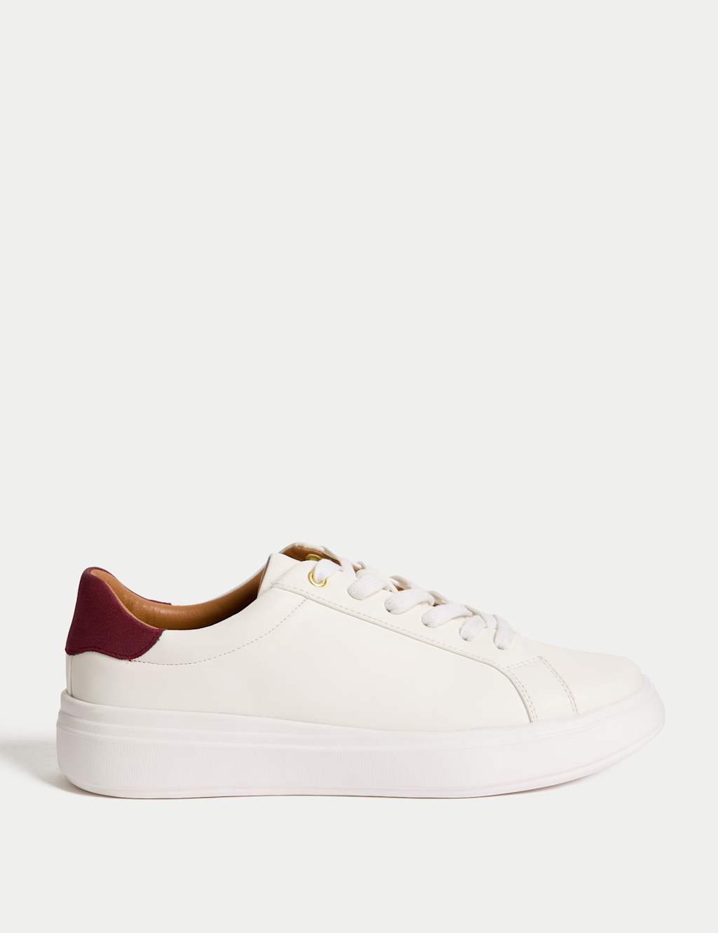 M&S Lace Up Platform Trainers White