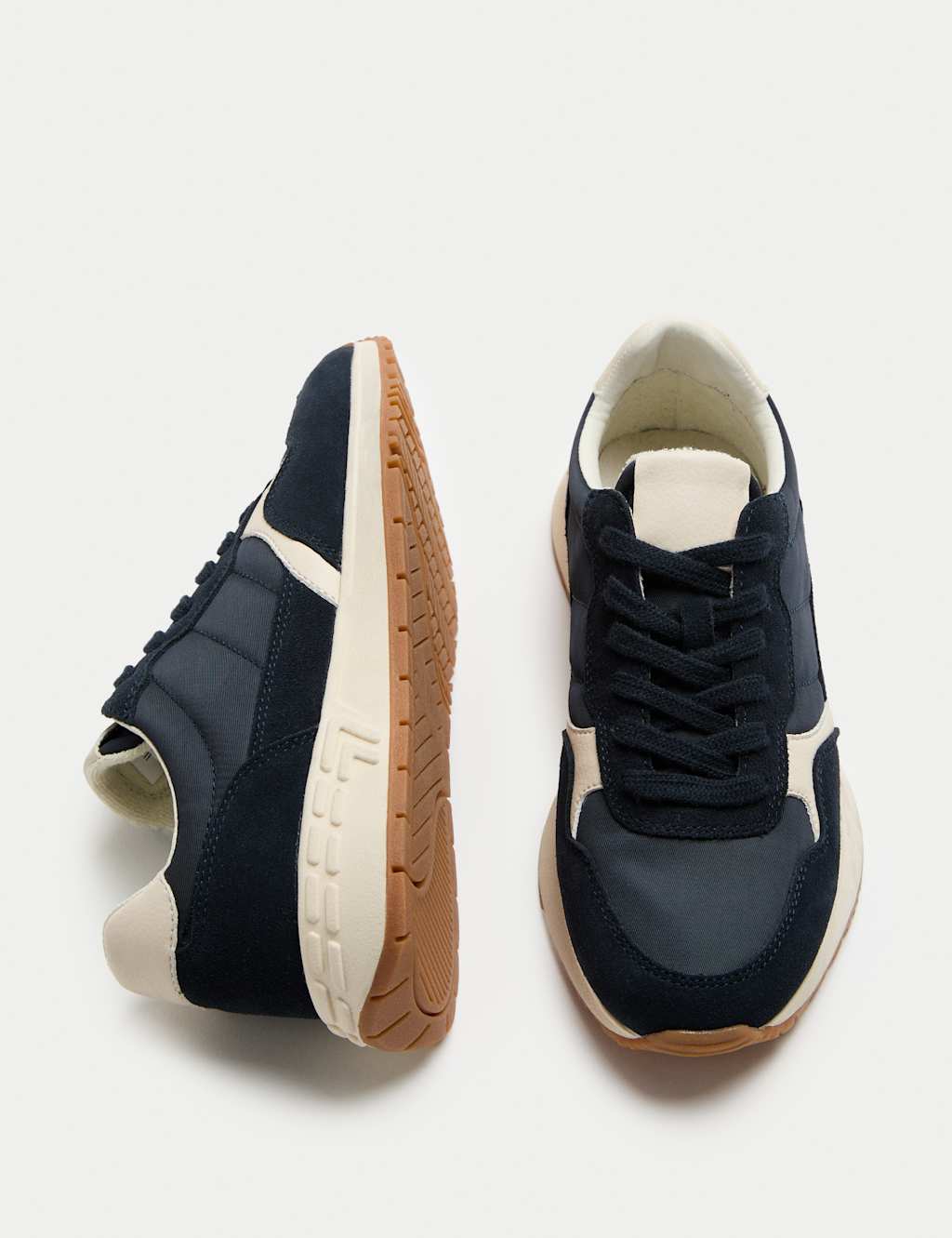 M&S Suede Panel Lace-Up Trainers Navy