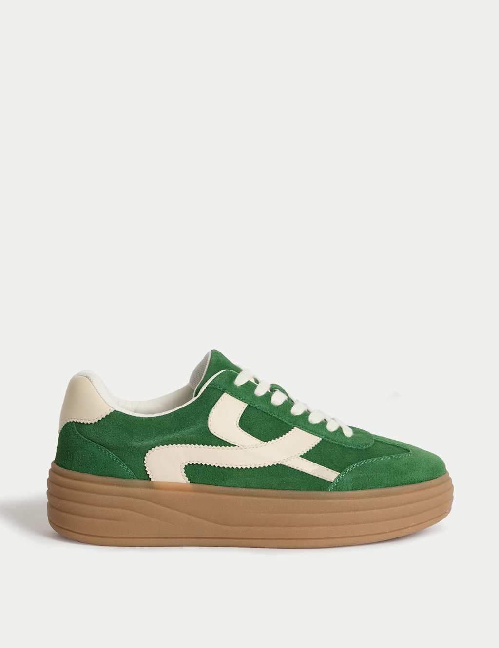 M&S Suede Side Detail Platform Trainers Green