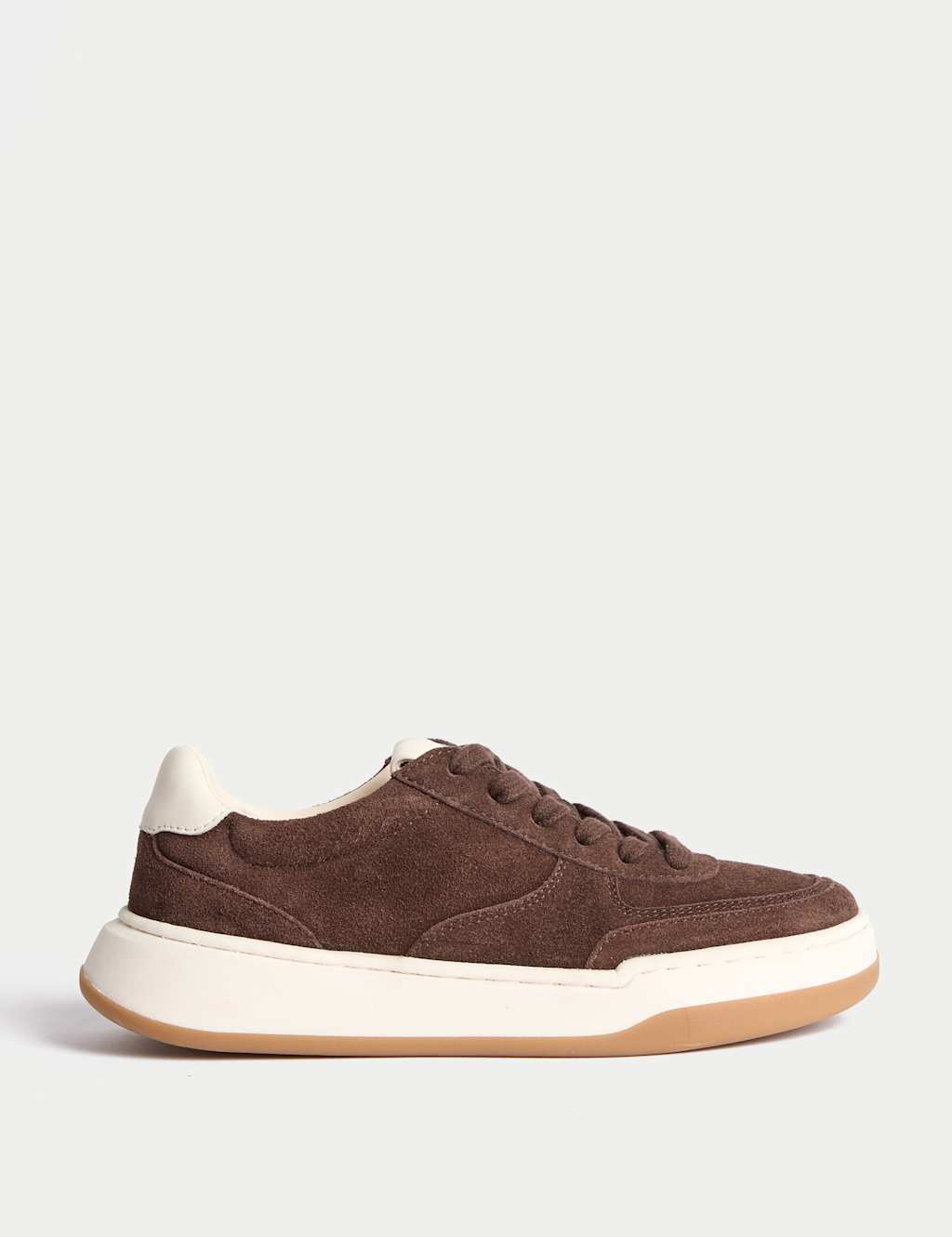 M&S Suede Lace Up Skate Trainers Brown