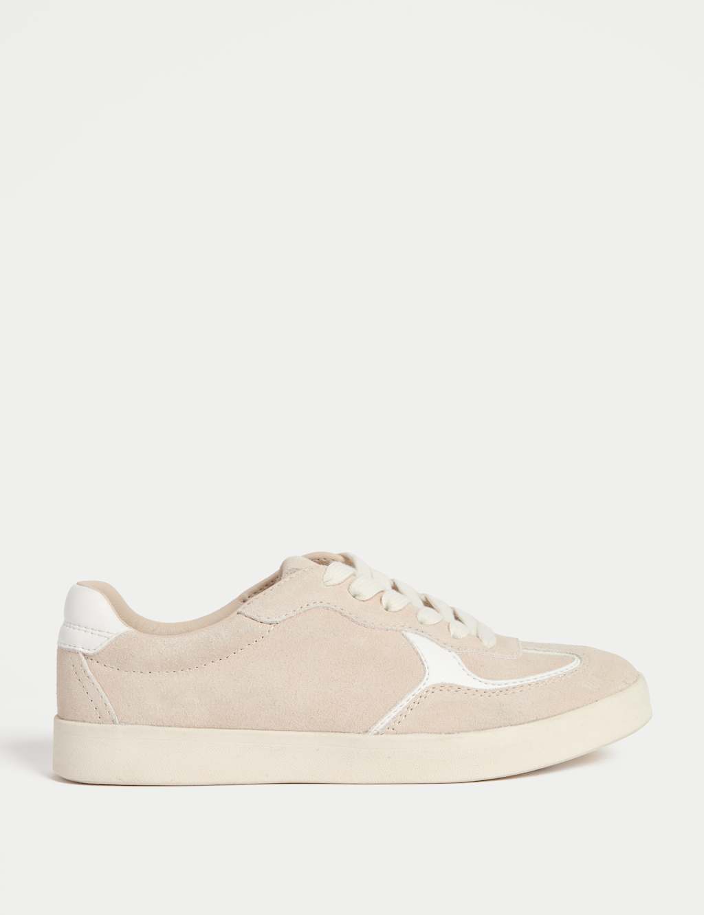 M&S Suede Lace-Up Retro Trainers Natural