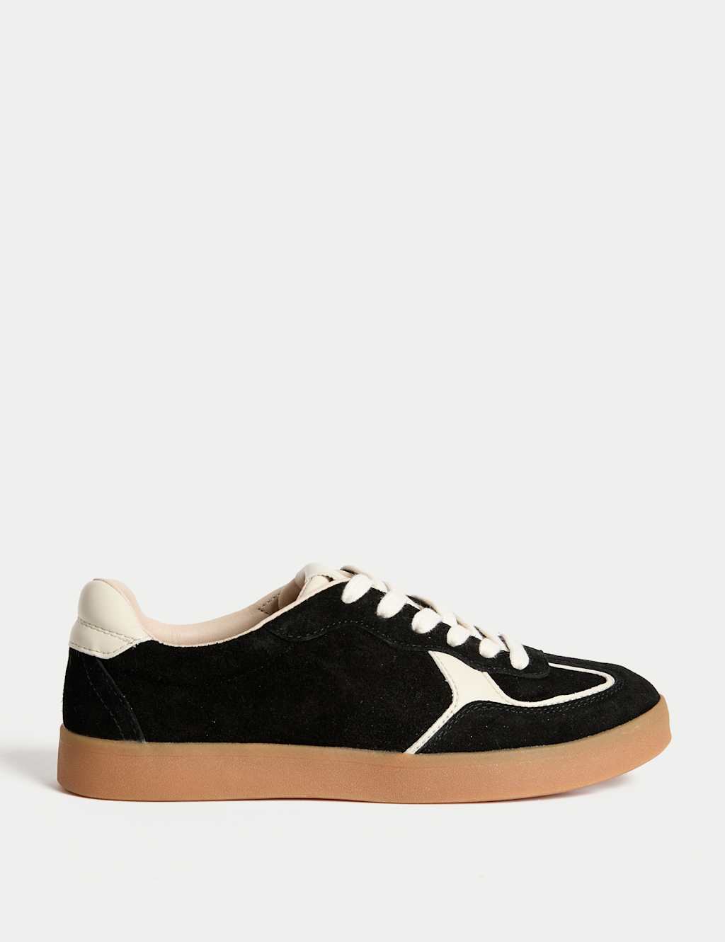 M&S Suede Lace-Up Retro Trainers Black