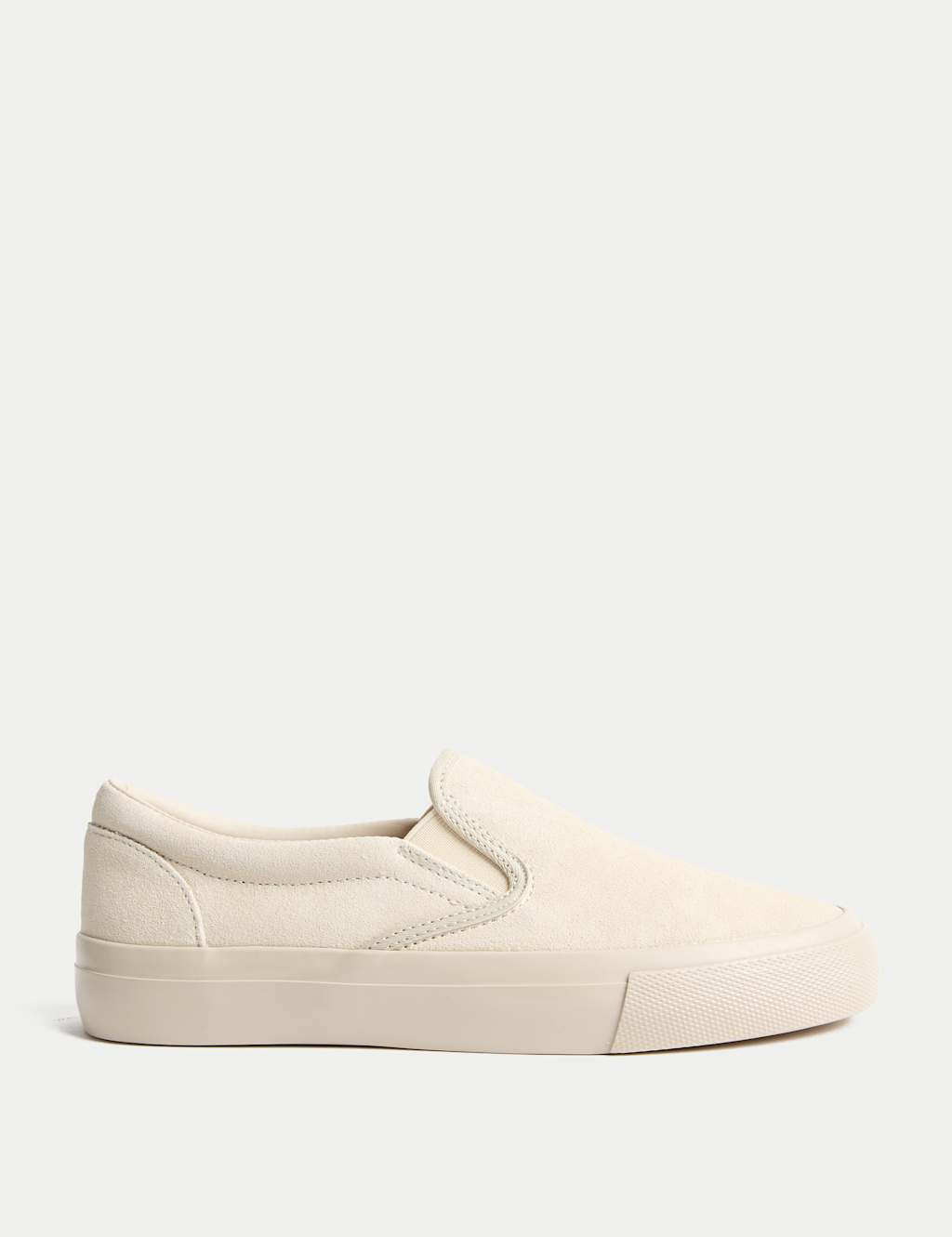 M&S Suede Slip On Trainers Cream