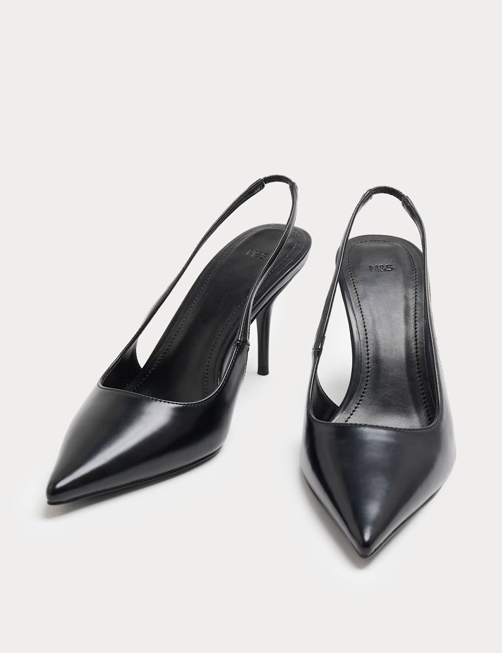 M&S Women's Stiletto Heel Pointed Sling Back Shoes - 7 - Black