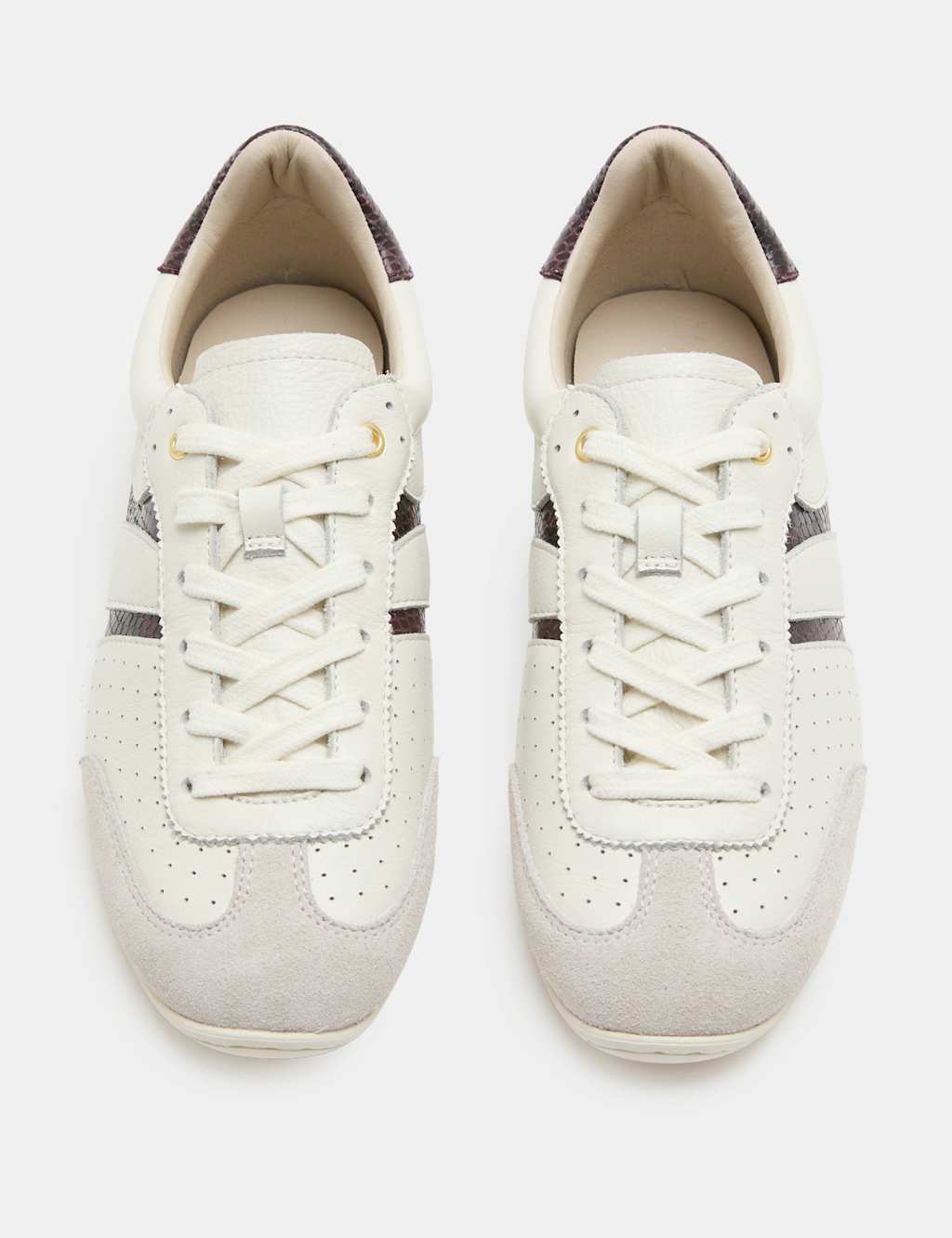 M&S Women's Leather Retro Side Detail Trainers - 3 - Cream
