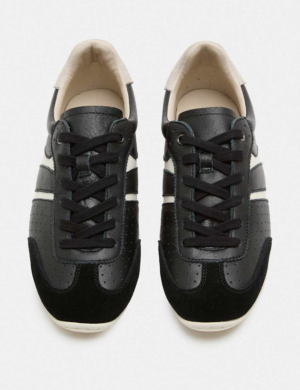 M&S Women's Leather Retro Side Detail Trainers - 3 - Black