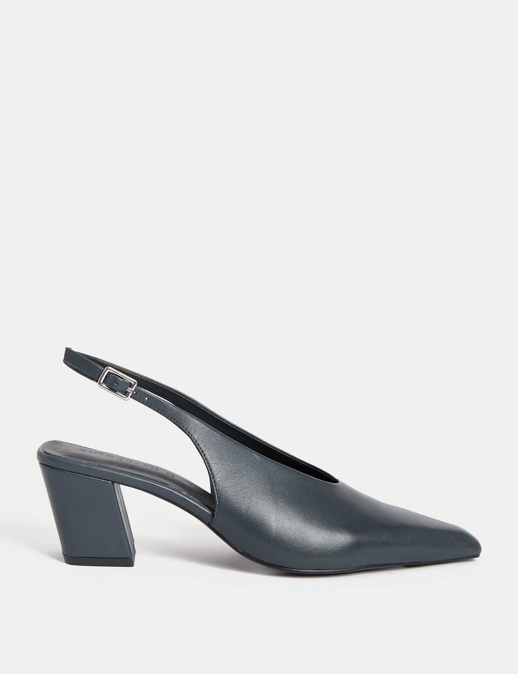 Autograph Leather Slingback Chisel Toe Court Shoes Navy