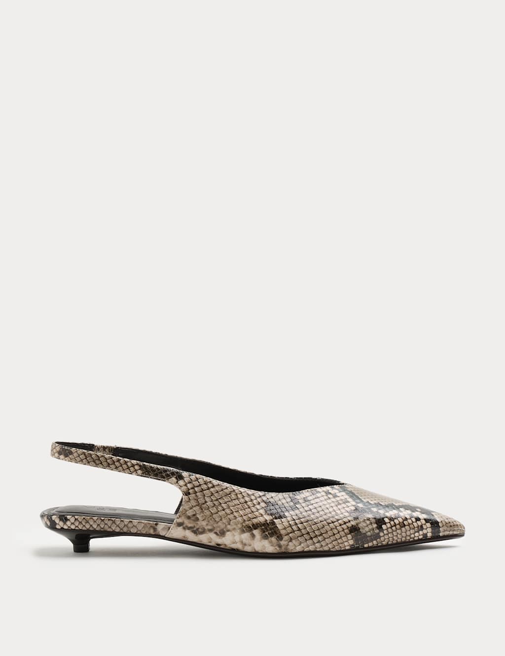 M&S Women's Micro Kitten Heel Slingback Sandals - 3 - Cream Mix