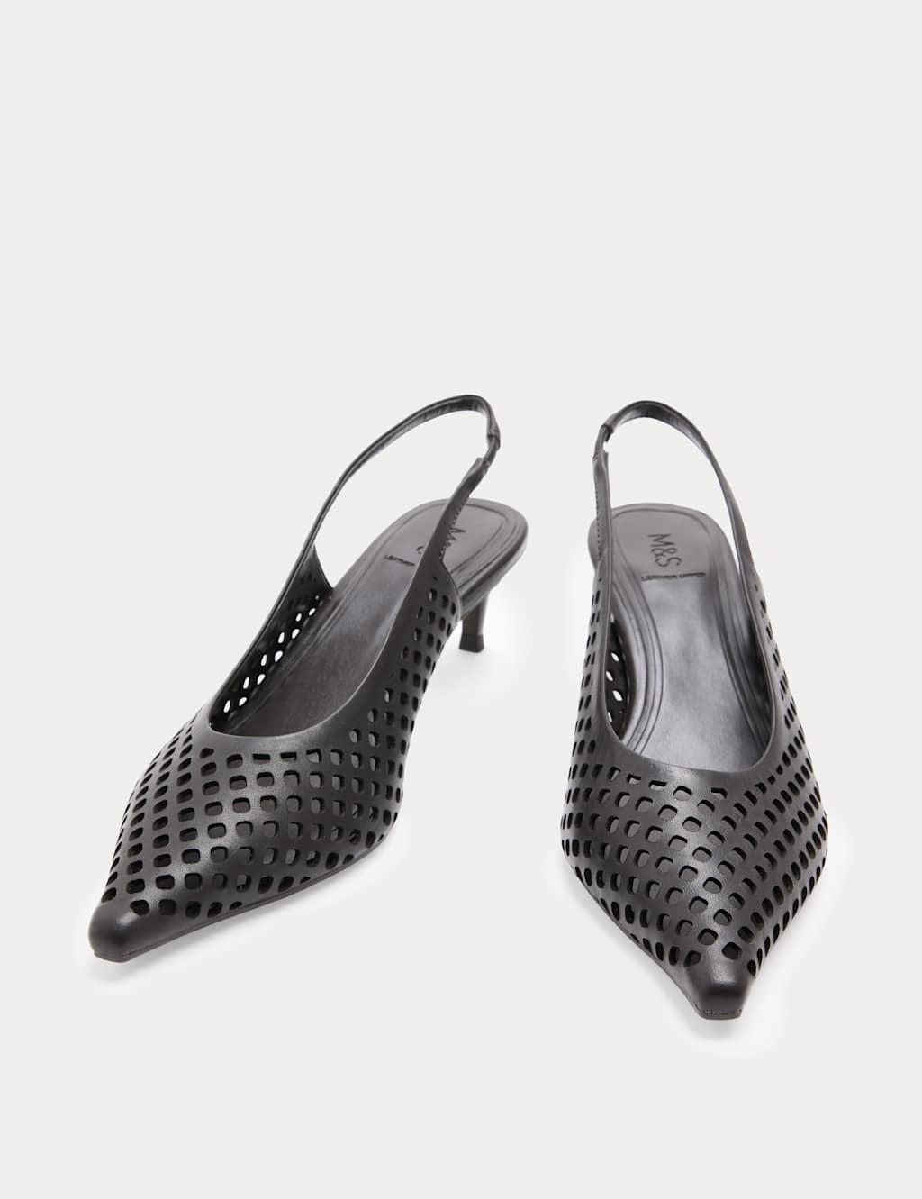 M&S Women's Leather Laser Cut Slingback Sandals - 3 - Brown