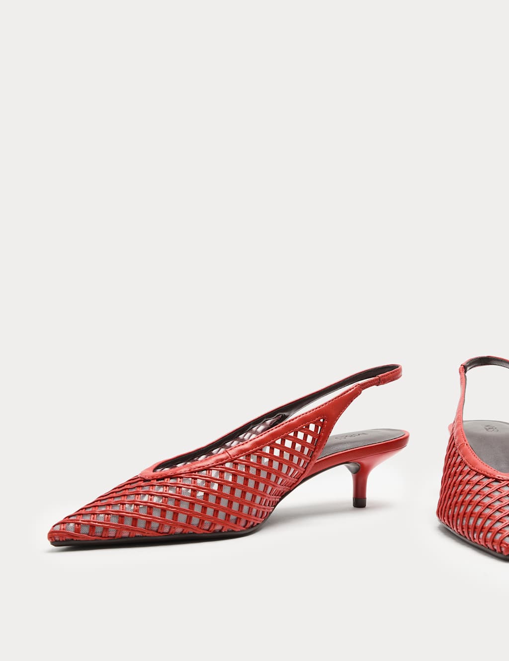 M&S Women's Woven Slip On Kitten Heel Slingback Shoes - 7½ - Orange