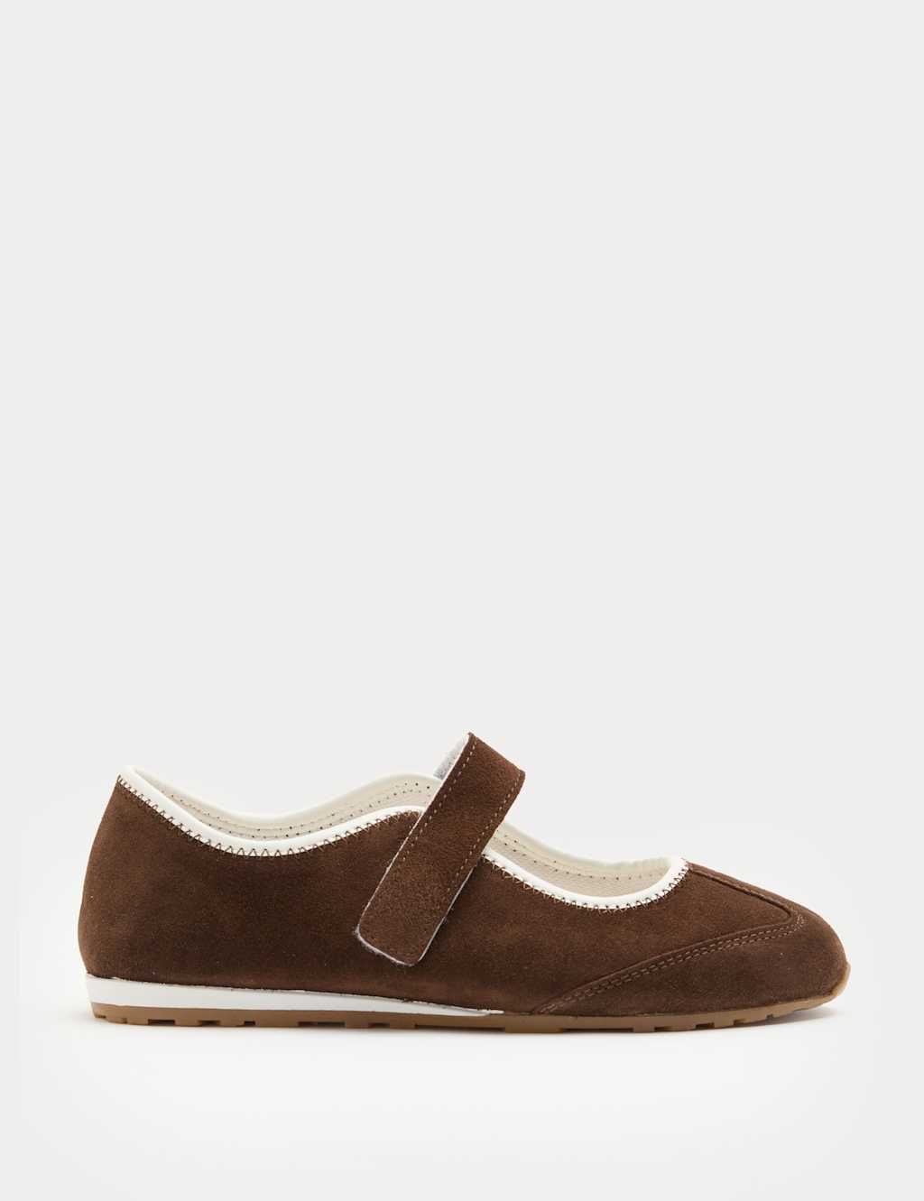 M&S Women's Suede Single Strap Mary Jane Trainers - 5 - Brown
