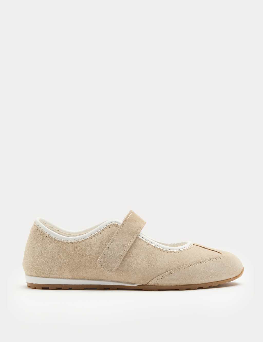 M&S Women's Suede Single Strap Mary Jane Trainers - 5 - Taupe