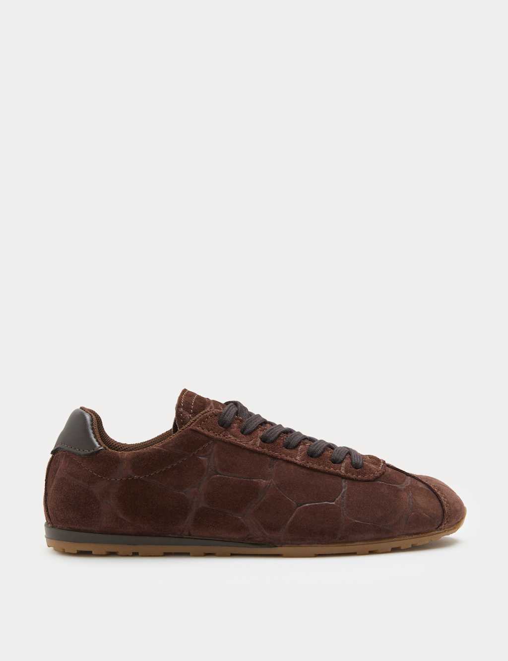 M&S Women's Suede Embosses Croc Trainers - 7 - Brown