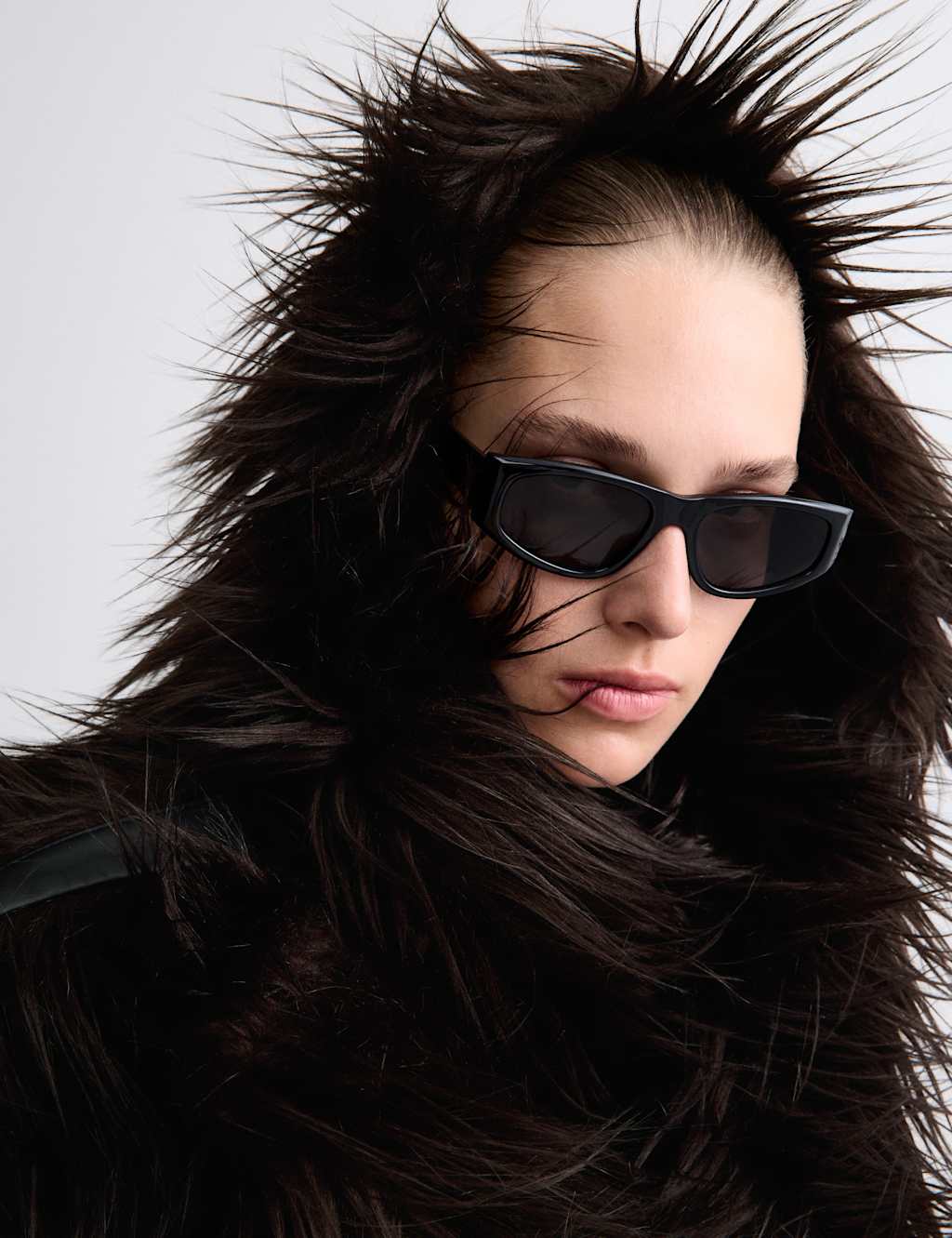 M&S x 16Arlington Faux Fur Hooded Scarf Bitter Chocolate