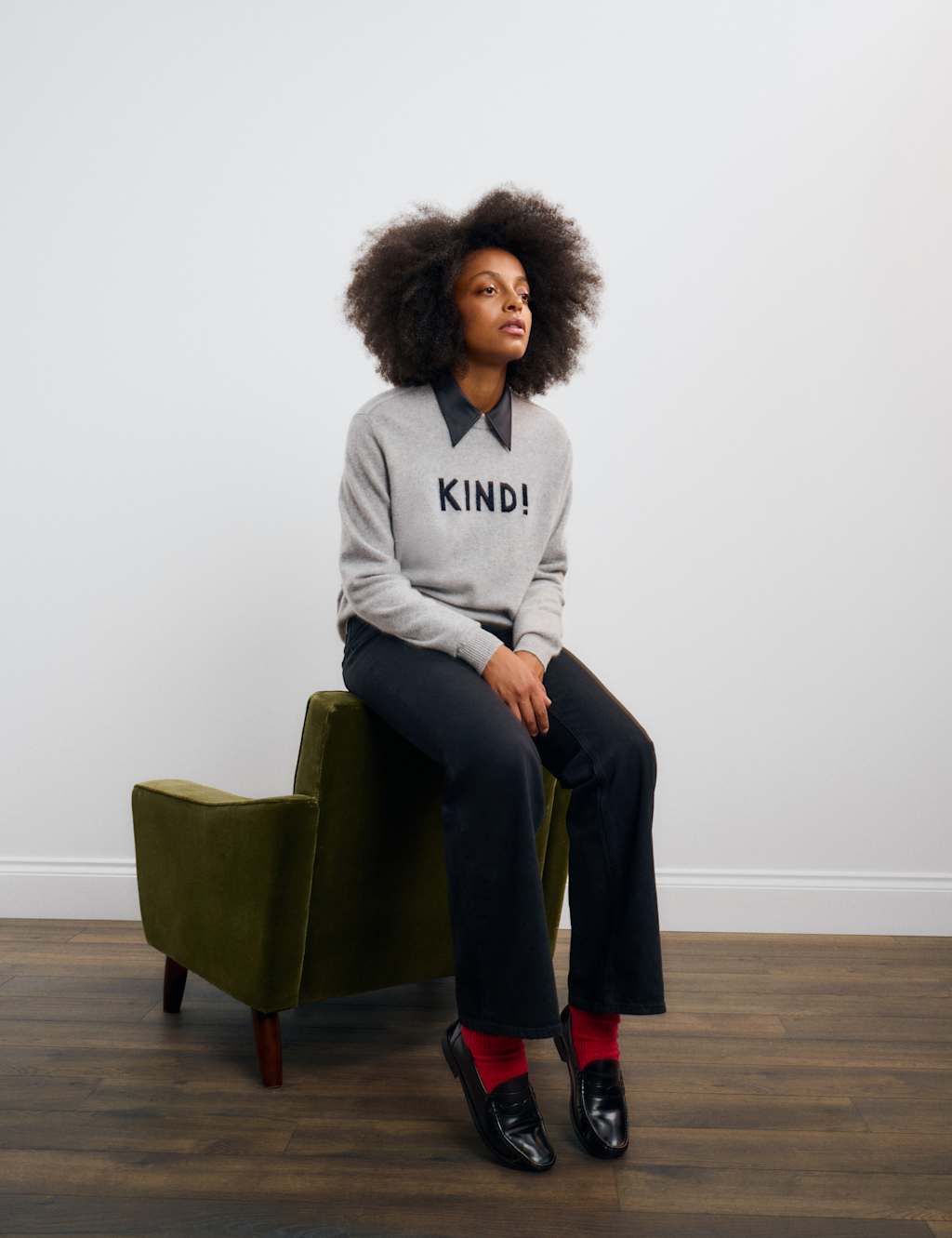 M&S x Bella Freud Pure Cashmere 'Kind' Jumper Light Grey
