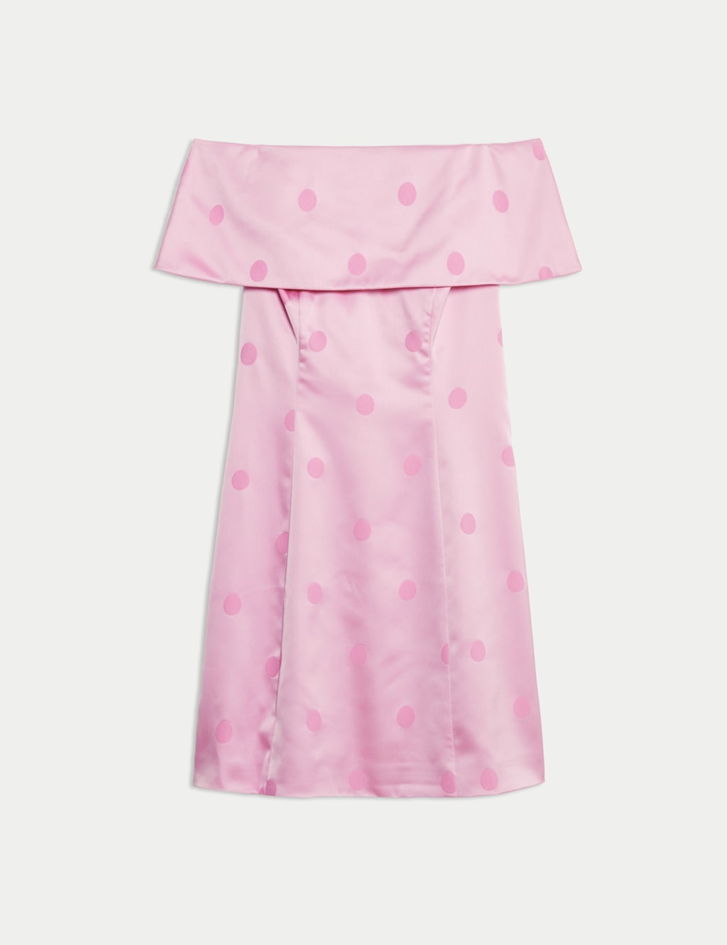 Satin Polka Dot Bardot Mini Dress