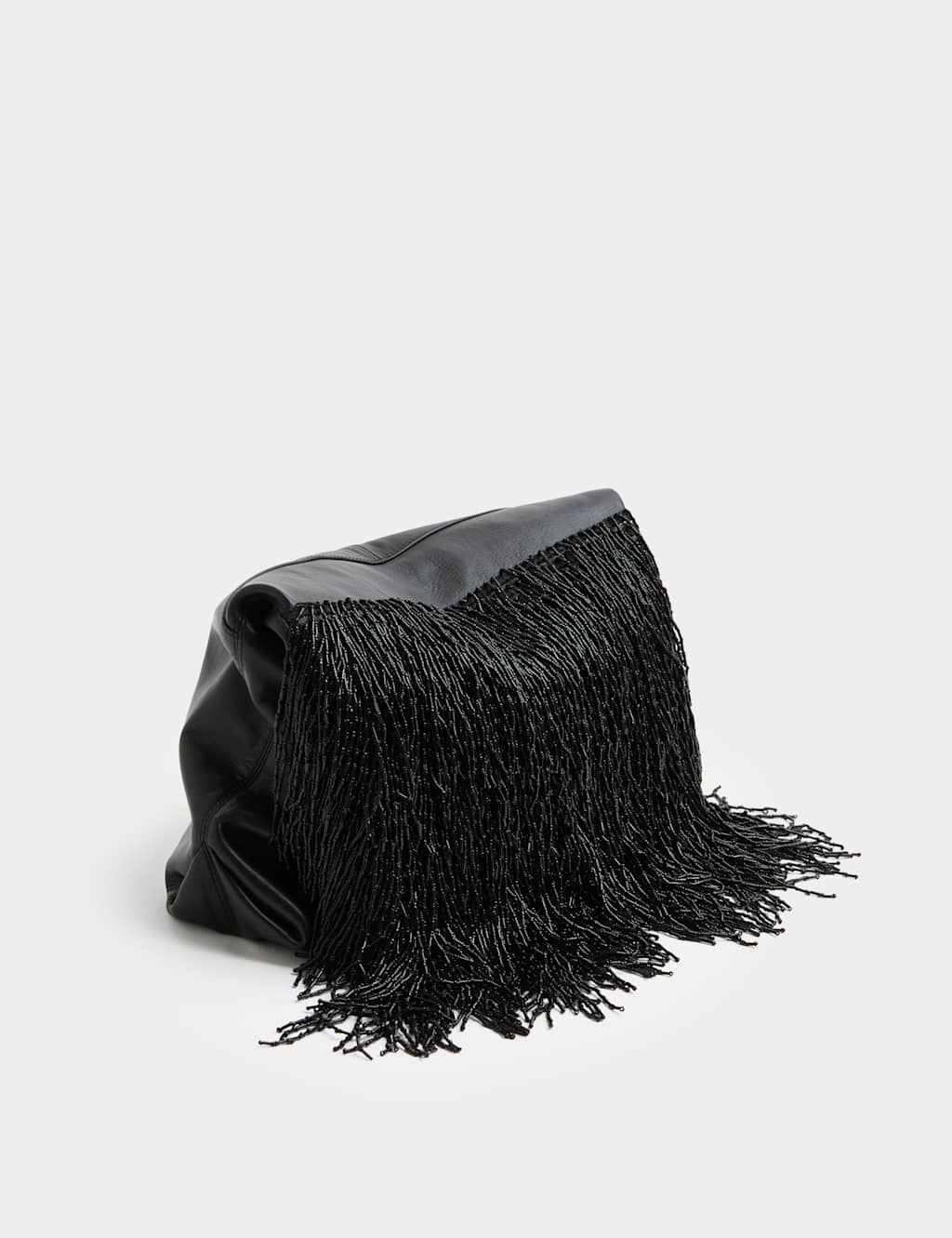 M&S x 16Arlington Leather Beaded Underarm Clutch Bag Black