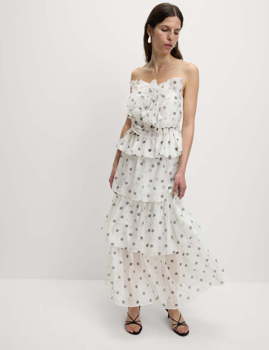 Organza Polka Dot Frill Midaxi Skirt